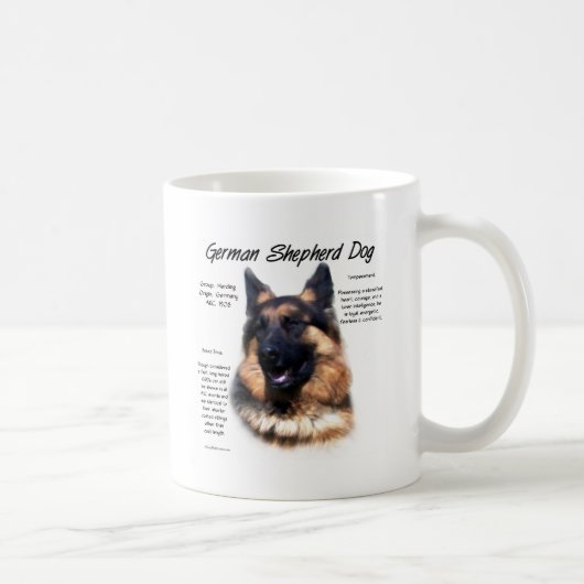 ドイツ羊飼い犬(ロングヘア)の歴史デザイン コーヒーマグカップ (右)