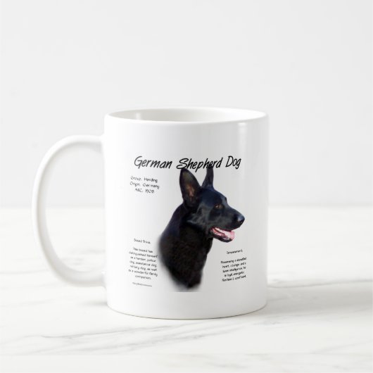 ドイツ羊飼い犬(blk)履歴デザイン コーヒーマグカップ (左)