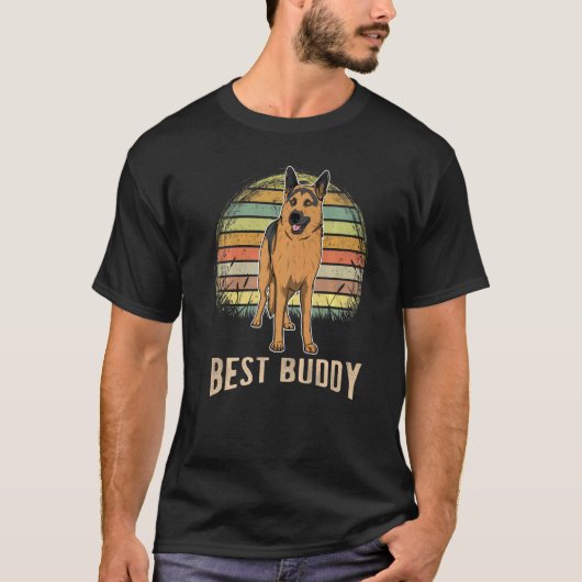 ドイツ羊飼い犬Gsd夕日24 Tシャツ (正面)