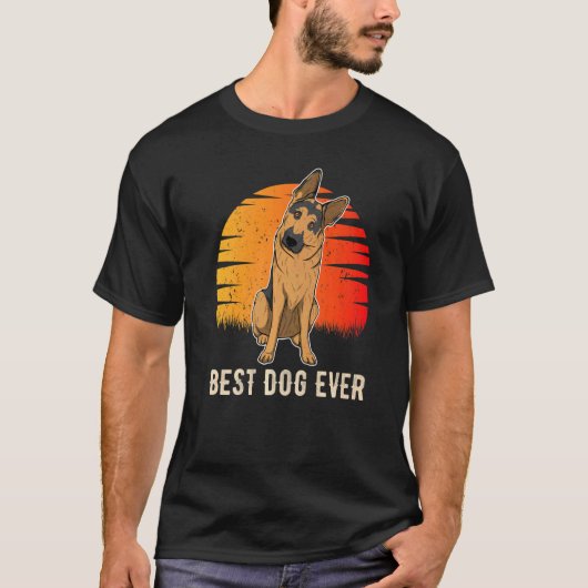 ドイツ羊飼い犬Gsd夕日3 Tシャツ (正面)