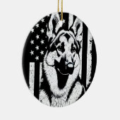 ドイツ羊飼い犬USA7月4日アメリカ国旗 セラミックオーナメント (右)
