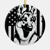 ドイツ羊飼い犬USA7月4日アメリカ国旗 セラミックオーナメント (正面)