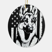 ドイツ羊飼い犬USA7月4日アメリカ国旗 セラミックオーナメント (左)