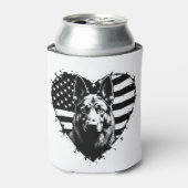 ドイツ羊飼い犬USA7月4日アメリカ国旗 缶クーラー (缶正面)