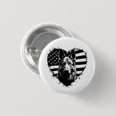 ドイツ羊飼い犬USA7月4日アメリカ国旗 缶バッジ (正面&裏面)