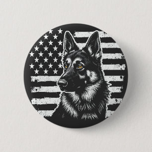 ドイツ羊飼い犬USA7月4日アメリカ国旗 缶バッジ