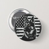 ドイツ羊飼い犬USA7月4日アメリカ国旗 缶バッジ (正面&裏面)
