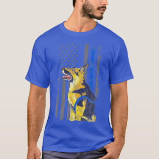 ドイツ羊飼いK9ユニット米国警察犬シンブルー Tシャツ