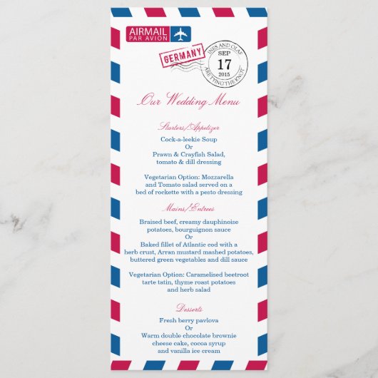 ドイツ航空便 ウェディング レセプション メニュー (正面)