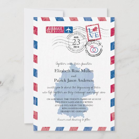 ドイツ航空郵便 結婚式招待状 招待状 (正面)