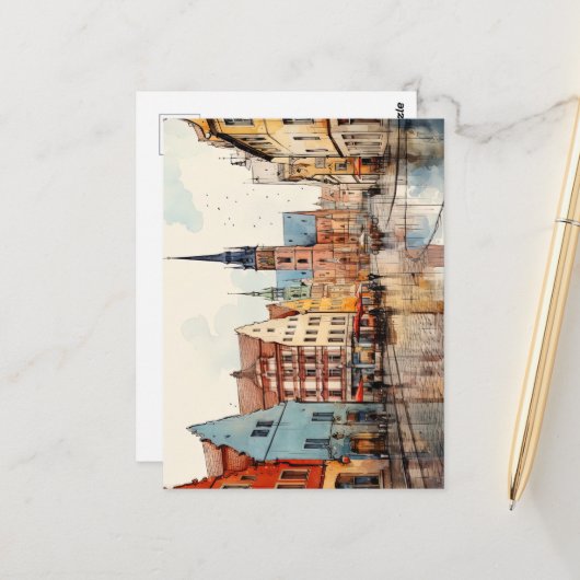 ドイツ芸術的の象徴都市の美しい景色 ポストカード (正面/裏面インサイチュ)