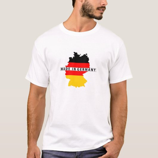 ドイツ製国の地図の旗プロダクトラベル Tシャツ (正面)