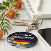 ドイツ話語は？ドイツ語。国旗と地球 キーホルダー (側面)