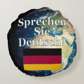 ドイツ話語は？ドイツ語。国旗と地球 ラウンドクッション (裏面)