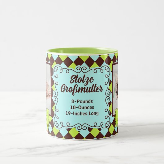 ドイツ誇りを持ったの祖母の緑と茶色の写真 ツートーンマグカップ (中央)