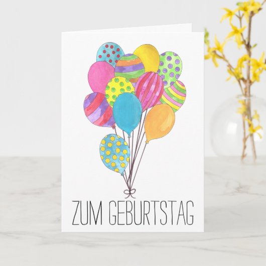 ドイツ誕生日バルーンカード カード (黄色い花)