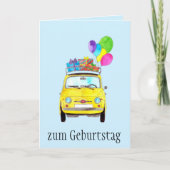 ドイツ誕生日レトロフィアット500カード カード (正面)