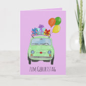 ドイツ誕生日レトロフィアット500カード カード (正面)