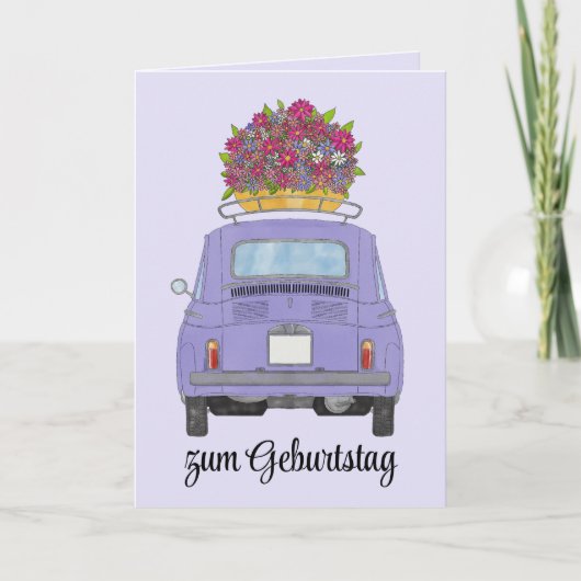 ドイツ誕生日レトロフィアット500カード カード (正面)