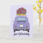 ドイツ誕生日レトロフィアット500カード カード (黄色い花)