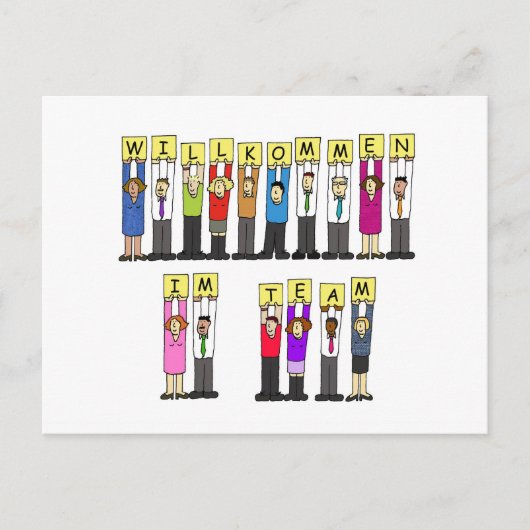 ドイツ語でチームへようこそ ポストカード (正面)