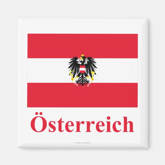 ドイツ語で名前を付けたオーストリア国旗 マグネット (正面)