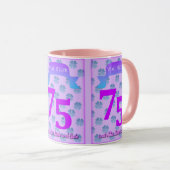 ドイツ語で75歳の誕生日をお祝いするマグカップ マグカップ (正面右)