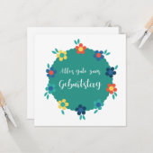 ドイツ語でAlles gute zum Geburstag-ハッピーバースデー カード (正面/裏面インサイチュ)