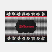 ドイツ語のインスパイア黒がエデルワイスでチェック  ドアマット (正面)