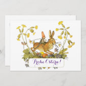 ドイツ語のイースターカード うさぎ付き シーズンカード (正面/裏面)