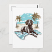 ドイツ語のショートヘアのポインタのビーチ ポストカード (正面/裏面)