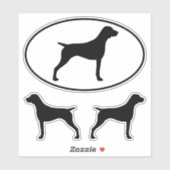 ドイツ語のショートポインタシルエットのステッカーセット シール (シート)