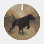 ドイツ語のショートポインタ準備ができて狩りギフトボックス ガラスオーナメント (裏面)