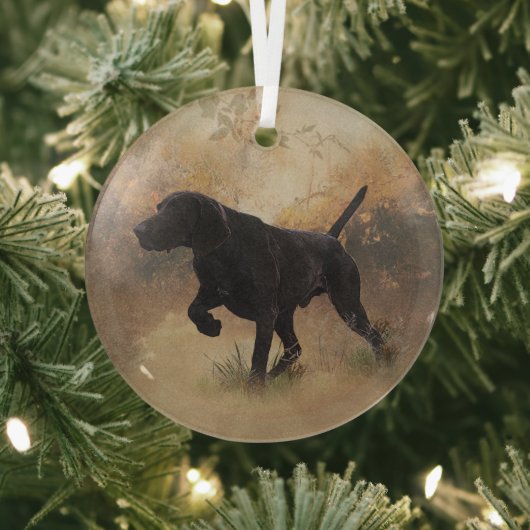 ドイツ語のショートポインタ準備ができて狩りギフトボックス ガラスオーナメント (インサイチュ)