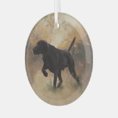 ドイツ語のショートポインタ準備ができて狩りギフトボックス ガラスオーナメント (正面左)