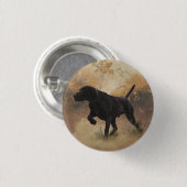 ドイツ語のショートポインタ準備ができて狩りギフトボックス 缶バッジ (正面&裏面)