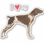 ドイツ語のショートポインタ・ビニール・ステッカーが大好き シール (正面)