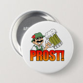 ドイツ語のプロスト・レダーホーセン男性ビッグ・ビアボタン 缶バッジ (正面&裏面)