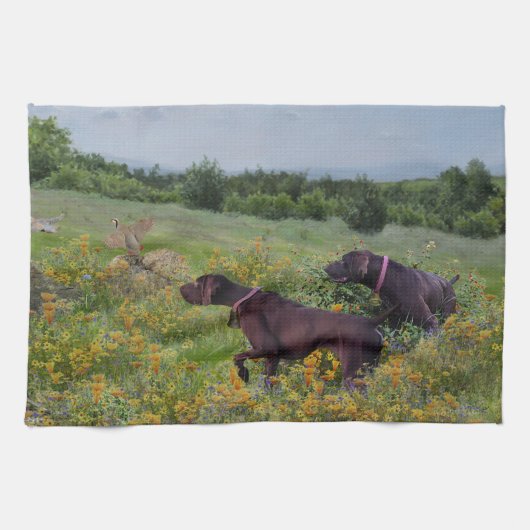 ドイツ語のポインタ キッチンタオル (横)