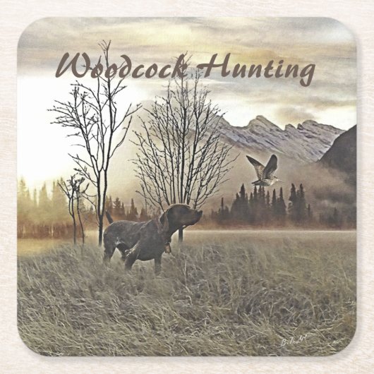 ドイツ語のポインタ スクエアペーパーコースター (正面)