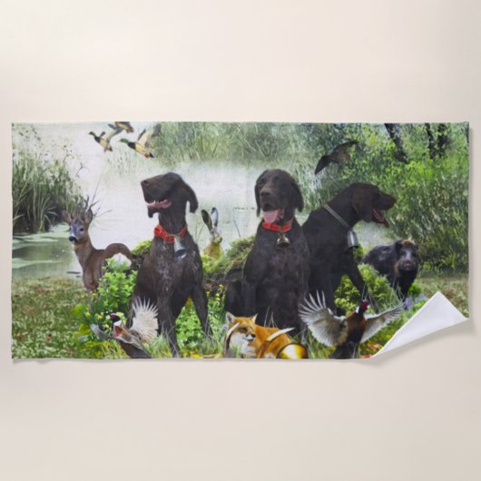 ドイツ語のポインタ ビーチタオル (正面)