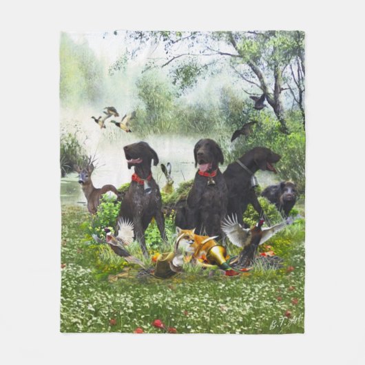 ドイツ語のポインタ フリースブランケット (正面)