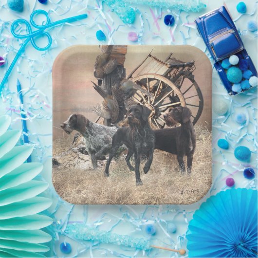 ドイツ語のワイヤーヘアポインタのシール ペーパープレート (パーティー)