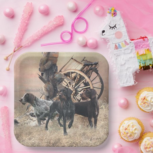 ドイツ語のワイヤーヘアポインタのシール ペーパープレート (パーティー)