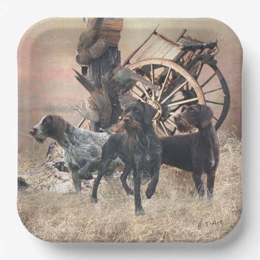 ドイツ語のワイヤーヘアポインタのシール ペーパープレート (正面)