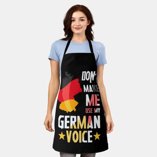 ドイツ語の声を使わせないドイツ語 エプロン (着用した状態)