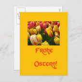 ドイツ語の混合チューリップ黄色のイースターグリーティング シーズンポストカード (正面/裏面)