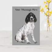 ドイツ語の短いポインタの子犬グリーティングカード カード (黄色い花)