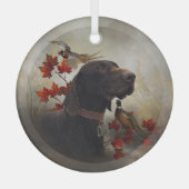 ドイツ語の短いポインタ(GSP) ガラスオーナメント (正面)