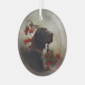 ドイツ語の短いポインタ(GSP) ガラスオーナメント (正面左)